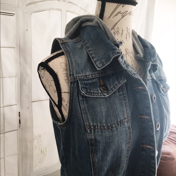 Final Price Ci Sono Denim Juniors Hoodie Vest - Picture 5 of 5